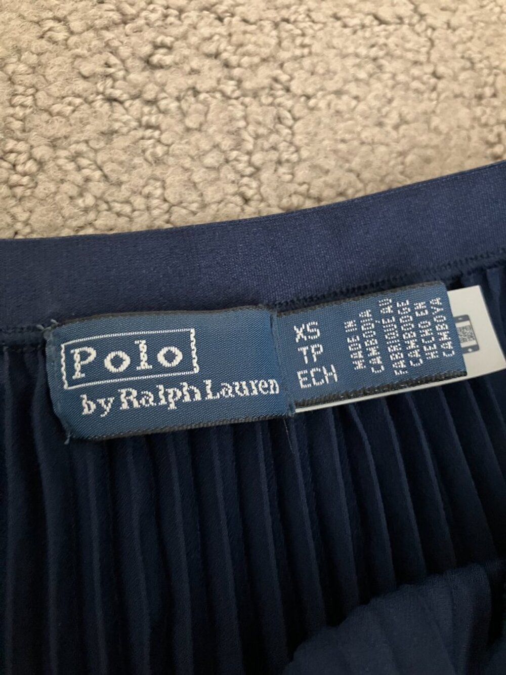 Ralph Lauren Navy Midi Pleated Skirt - Picture 2 of 3